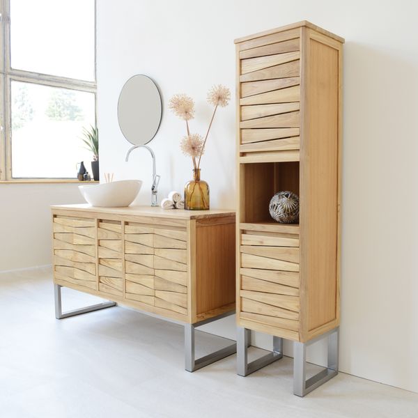 wohnfreuden Teakholz Hochschrank MOUNTAIN 165 cm