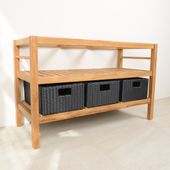 wohnfreuden Teakholz Unterschrank JUNIOR 120 cm inkl. 3 Körbe