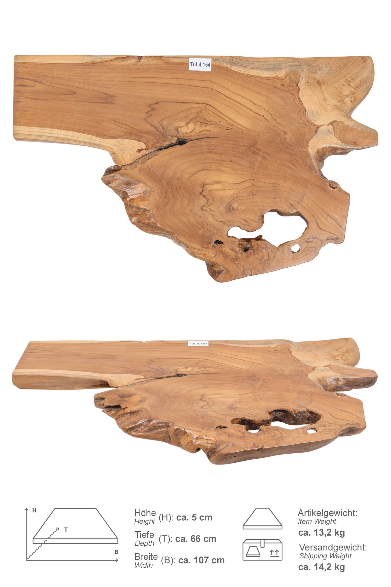 Holz Eck-Waschtischplatte LUXE 90° Gr. L ab 100 cm lasiert TuL4.154