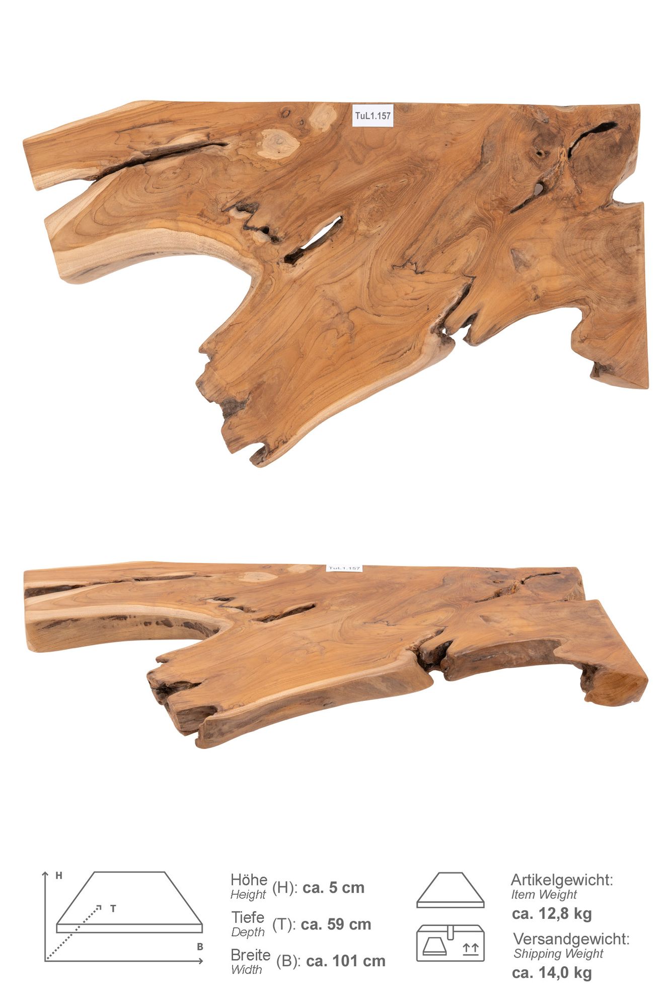 Holz Eck-Waschtischplatte LUXE 90° Gr. L ab 100 cm lasiert TuL1.157