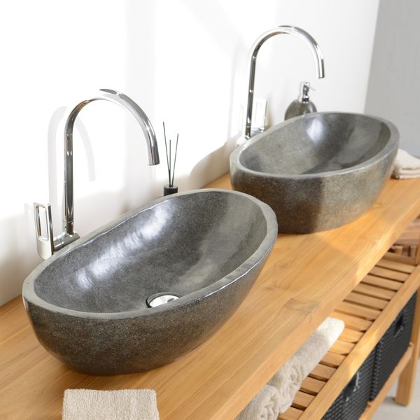 Naturstein Zwilling Doppelwaschbecken Dia 60 cm kaufen