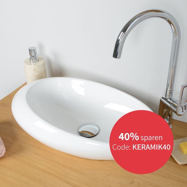 Keramik Aufsatzwaschbecken oval weiss 50 cm Bad kaufen