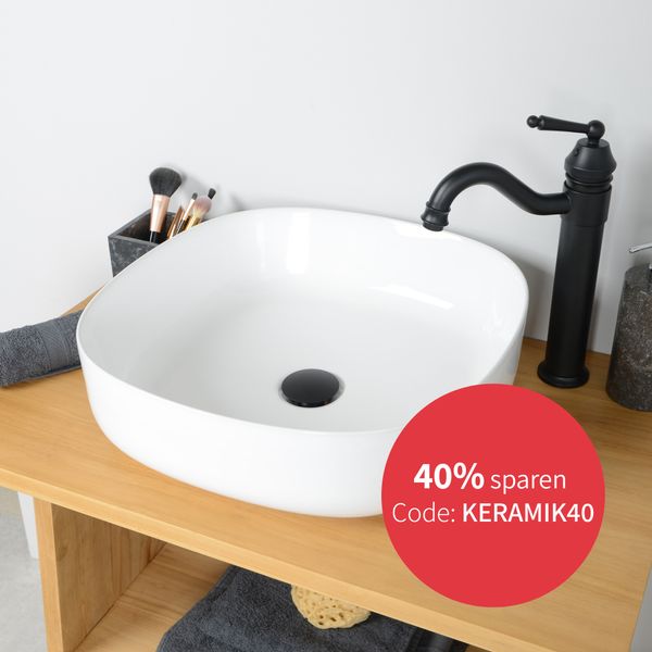 wohnfreuden Keramik Aufsatzwaschbecken 46 cm weiss