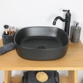 wohnfreuden Keramik Aufsatzwaschbecken 46 cm schwarz