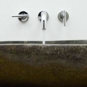 Flussstein-Waschbecken 70 cm oval grau poliert kaufen 5