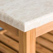 Wohnfreuden Teakholz Waschtisch JUNIOR 100 cm mit Marmor Platte creme inkl. 3 Körbe 