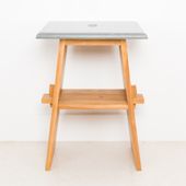 Wohnfreuden Teakholz Waschtisch ZEN 60 cm mit Naturstein Platte extra hoch