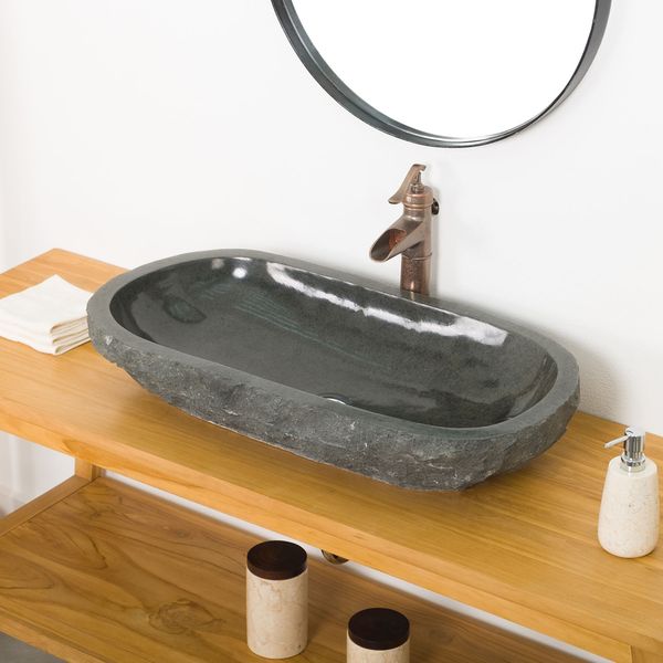 Andesit Waschbecken Erosi anthrazit 80cm Wohnfreuden