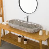 Marmor Waschbecken Erosi grau 100cm Wohnfreuden