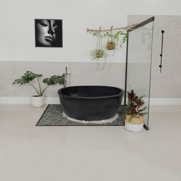 Badewanne Terrazzo 150 cm schwarz kaufen