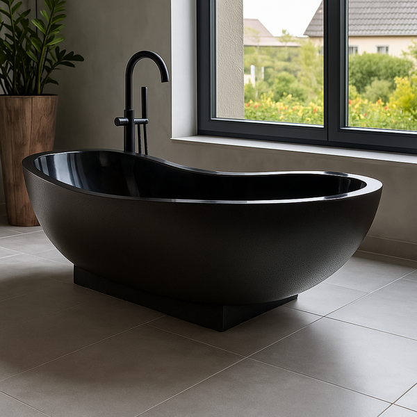 Badewanne aus Terrazzo 180x85 cm schwarz kaufen