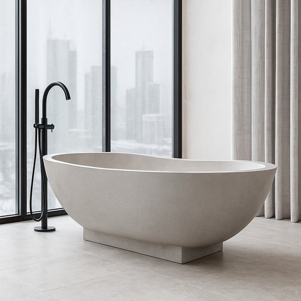 Badewanne aus Terrazzo 180x85 cm grau weiß kaufen