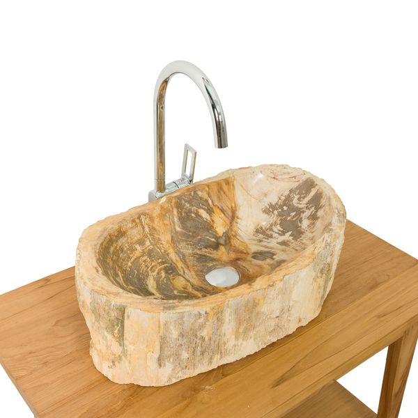 Fossiles Holz Waschbecken natürlich 56x34x15 cm