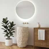 Erosi Marmor Standwaschbecken creme außen gehämmert wohnfreuden