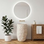 Erosi Marmor Standwaschbecken creme außen gehämmert wohnfreuden