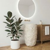 Erosi Marmor Standwaschbecken creme außen gehämmert wohnfreuden