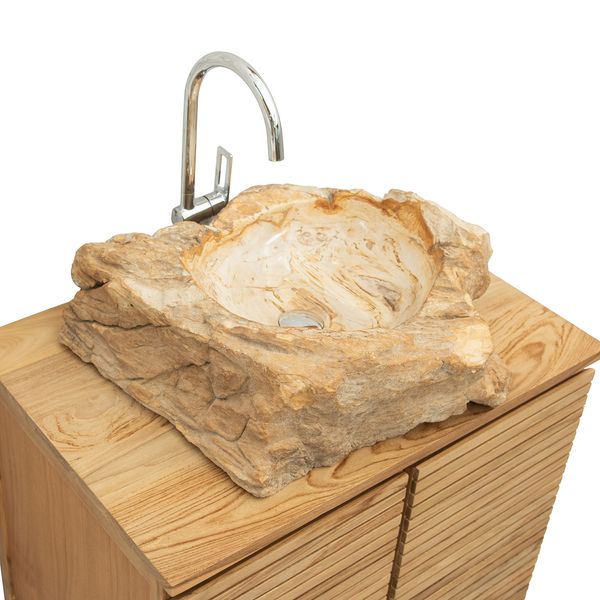 Fossiles Holz Waschbecken natürlich 60x55x18 cm Wohnfreuden