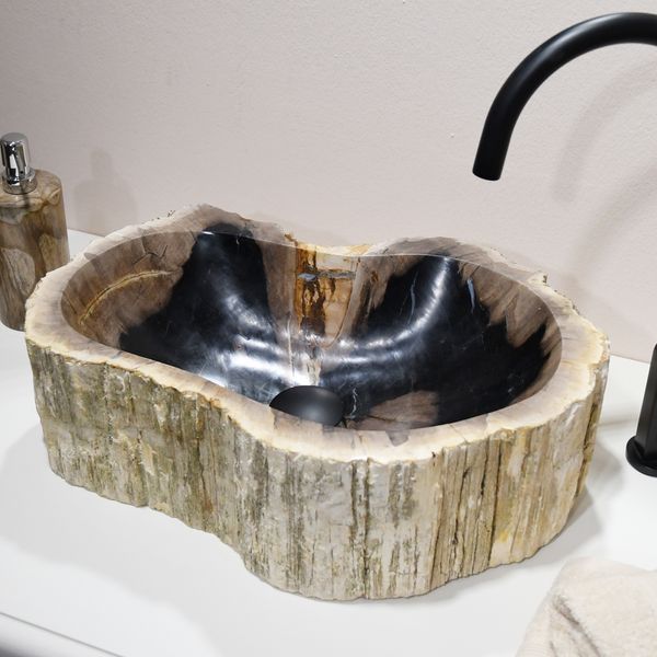 Waschbecken fossiles Holz ca. 40 cm innen poliert kaufen