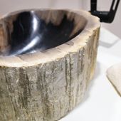 Waschbecken fossiles Holz ca. 40 cm innen poliert kaufen 4