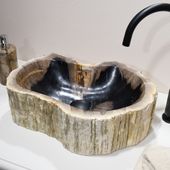 Waschbecken fossiles Holz ca. 40 cm innen poliert kaufen 1