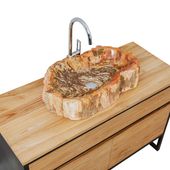 Waschbecken fossiles Holz ca. 60 cm innen poliert kaufen 1