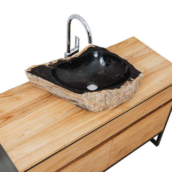 Waschbecken fossiles Holz ca. 60 cm innen poliert kaufen