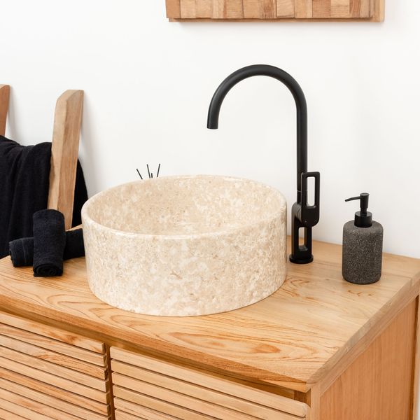 Marmor Waschbecken rund 40 cm creme kaufen