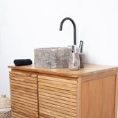 Marmor Waschbecken rund 40 cm grau kaufen 2