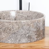 Marmor Waschbecken rund 40 cm grau kaufen 4