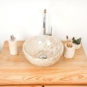 Marmor Waschbecken rund 35 cm creme kaufen 2