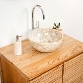 Marmor Waschbecken rund 35 cm creme kaufen 1
