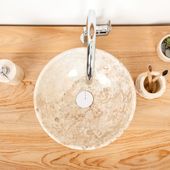 Marmor Waschbecken rund 35 cm creme kaufen 5