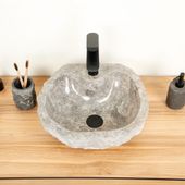 Marmor-Stein-Waschbecken 40 cm grau kaufen 3
