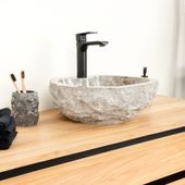 Marmor-Stein-Waschbecken 40 cm grau kaufen 1