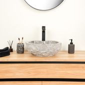 Marmor-Stein-Waschbecken 40 cm grau kaufen 2