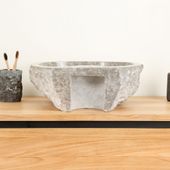 Marmor-Stein-Waschbecken 40 cm grau kaufen 6