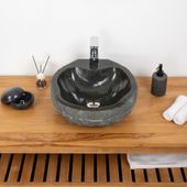 Andesit-Stein-Waschbecken 40 cm schwarz kaufen 5