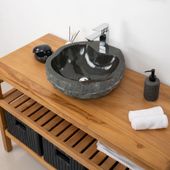 Andesit-Stein-Waschbecken 40 cm schwarz kaufen 1
