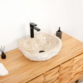 Marmor-Stein-Waschbecken 50 cm creme kaufen 5