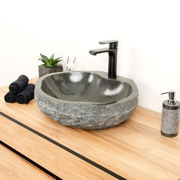 Marmor-Stein-Waschbecken 50 cm schwarz kaufen