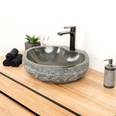 Marmor-Stein-Waschbecken 50 cm schwarz kaufen 1