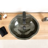 Marmor-Stein-Waschbecken 50 cm schwarz kaufen 6