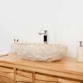 Marmor-Stein-Waschbecken 60 cm creme kaufen 1
