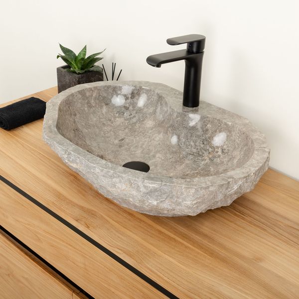 Marmor-Stein-Waschbecken 60 cm grau kaufen