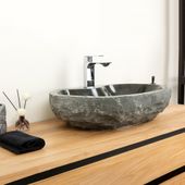 Marmor-Stein-Waschbecken 60 cm schwarz kaufen 3