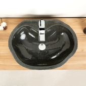 Marmor-Stein-Waschbecken 60 cm schwarz kaufen 4