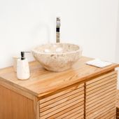 Marmor-Stein-Waschbecken 40 cm creme poliert kaufen 2