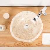 Marmor-Stein-Waschbecken 40 cm creme poliert kaufen 4