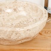 Marmor-Stein-Waschbecken 40 cm creme poliert kaufen 5
