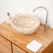 Marmor-Stein-Waschbecken 40 cm creme poliert kaufen 1